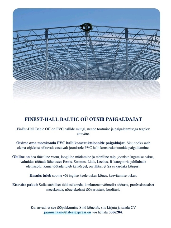 FinEst-Hall Baltic OÜ PVC hallide paigaldaja