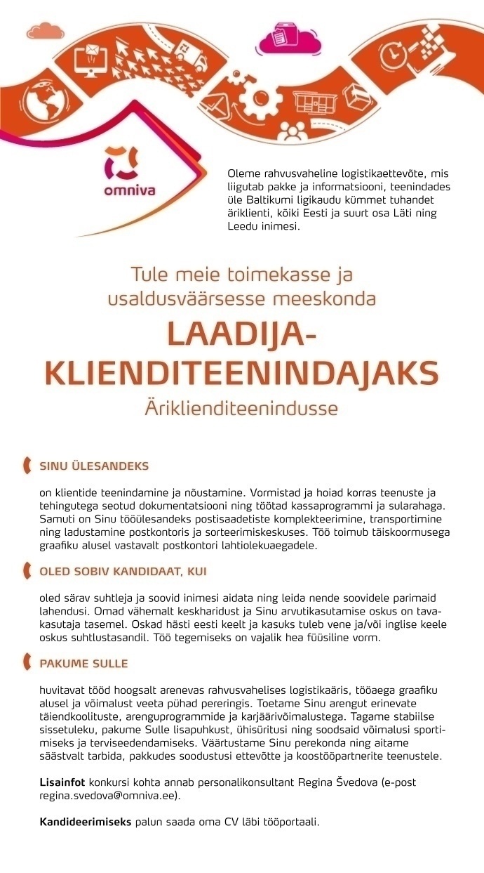 Omniva Laadija-klienditeenindaja (Pallasti 28, Tallinn)