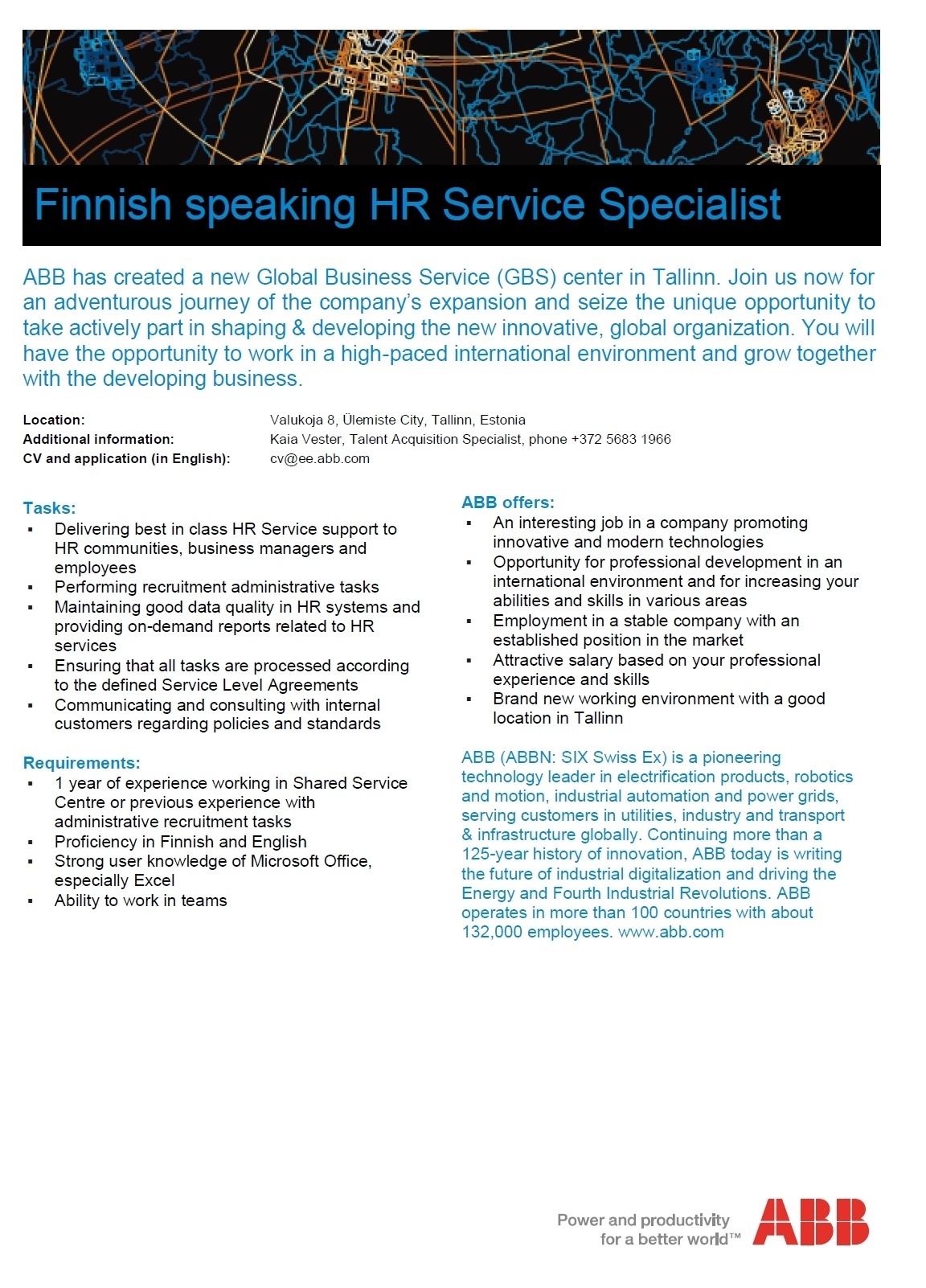 ABB AS Finnish speaking HR Service Specialist