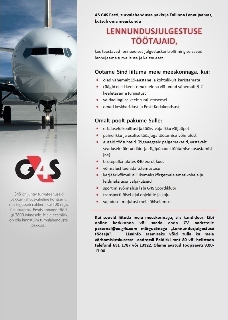 AS G4S Eesti Lennundusjulgestuse töötaja Tallinna Lennujaamas