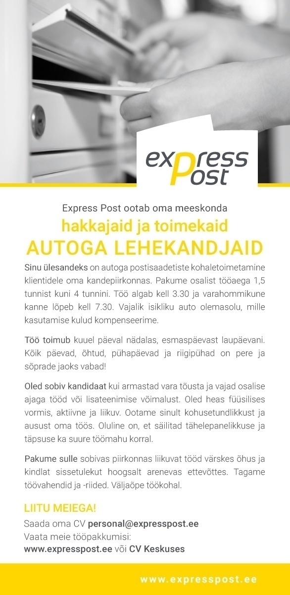 Express Post AS AUTOGA LEHEKANDJA TABASALU piirkonnas