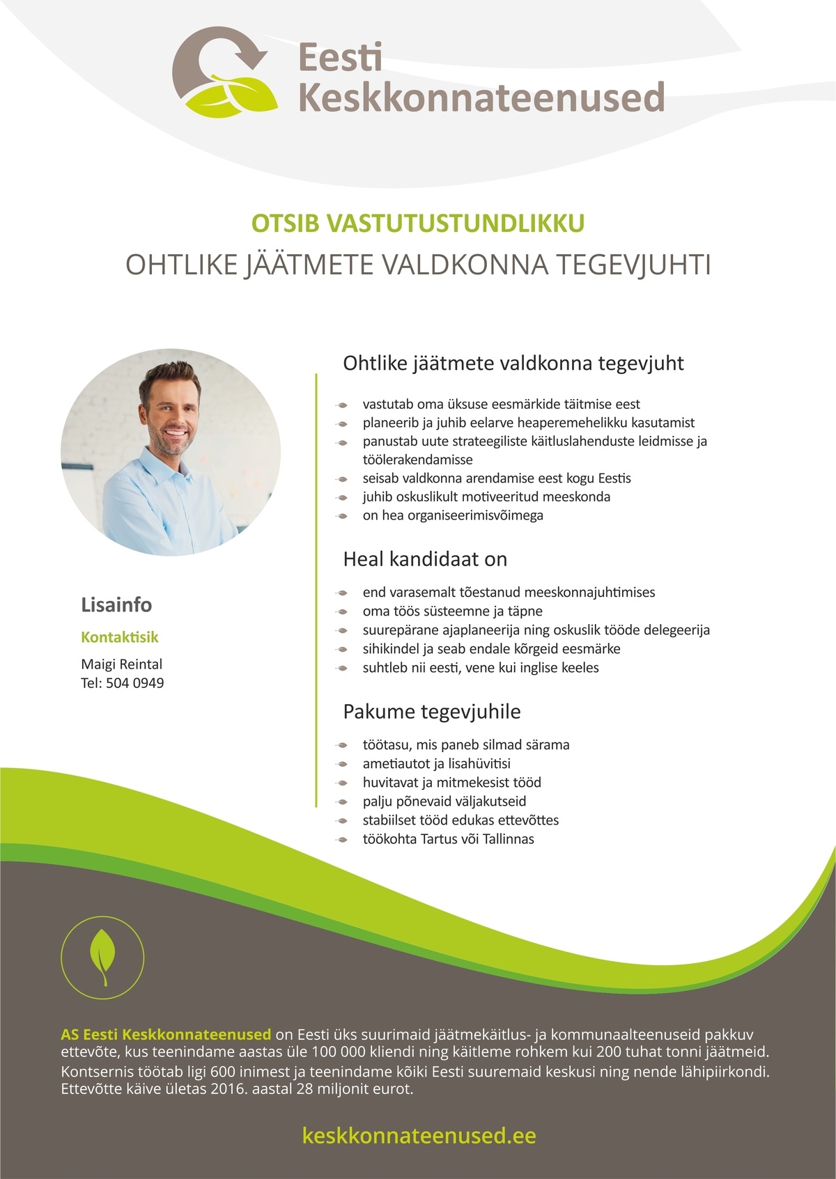 Eesti Keskkonnateenused AS Ohtlike jäätmete valdkonna tegevjuht