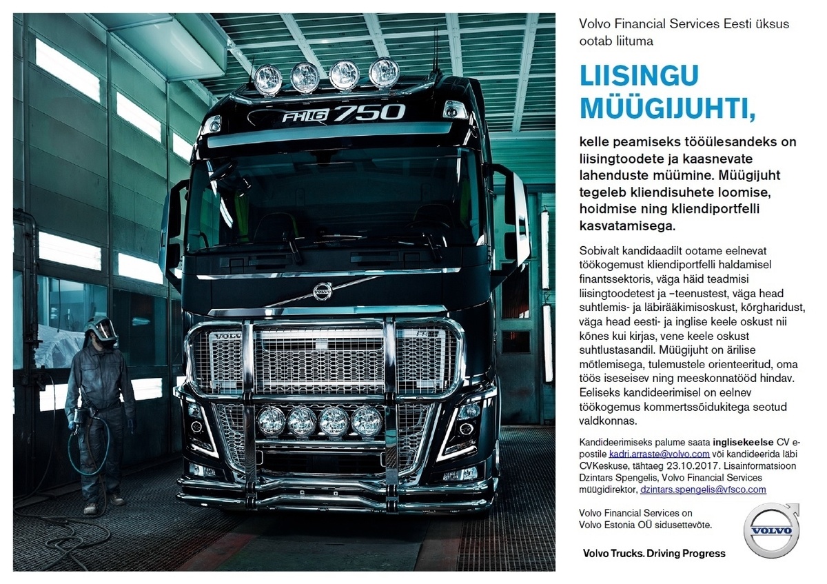 Volvo Estonia OÜ Liisingu müügijuht