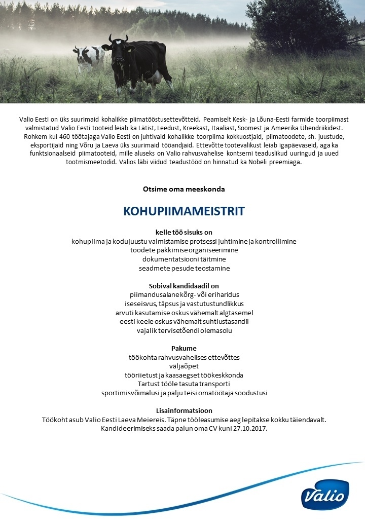 Valio Eesti AS Kohupiimameister
