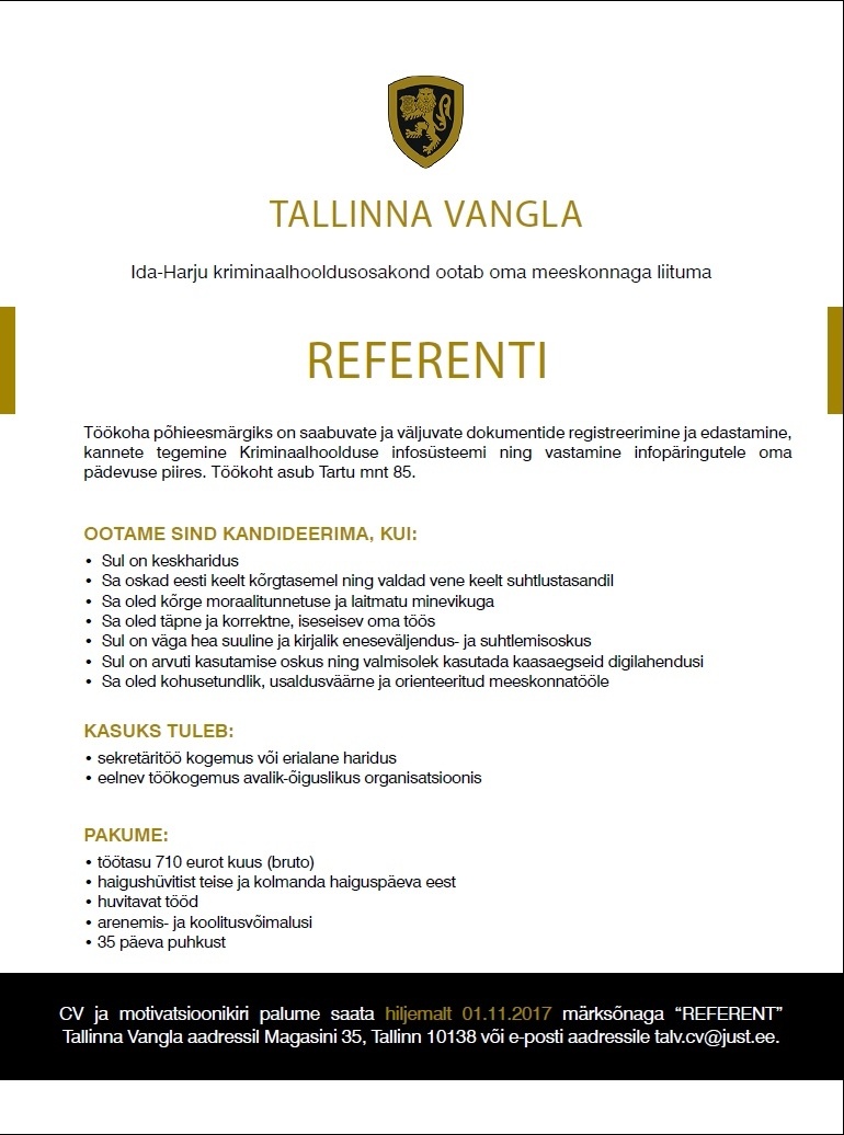 Tallinna Vangla Referent