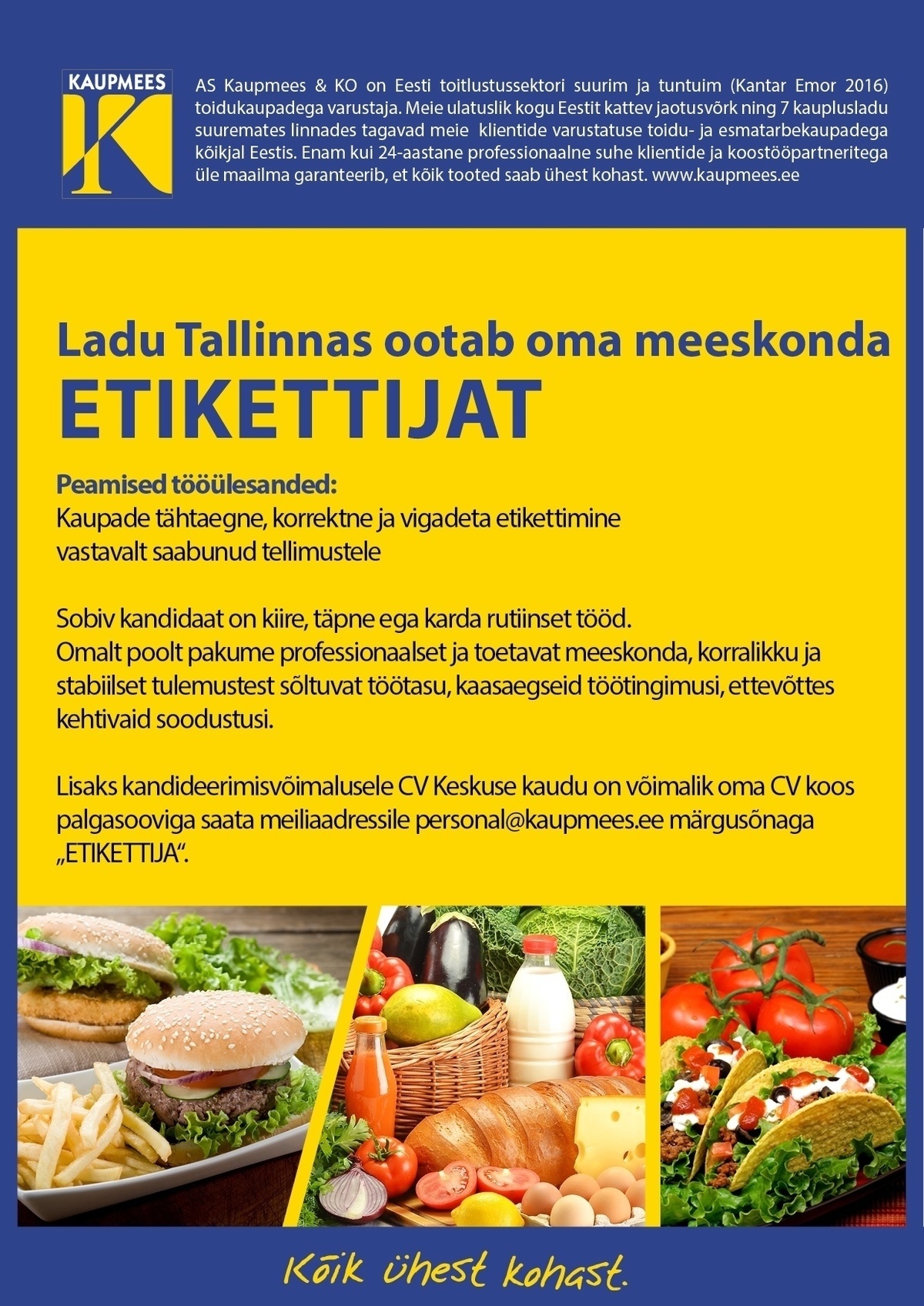Kaupmees & Ko AS Etikettija Tallinna lattu