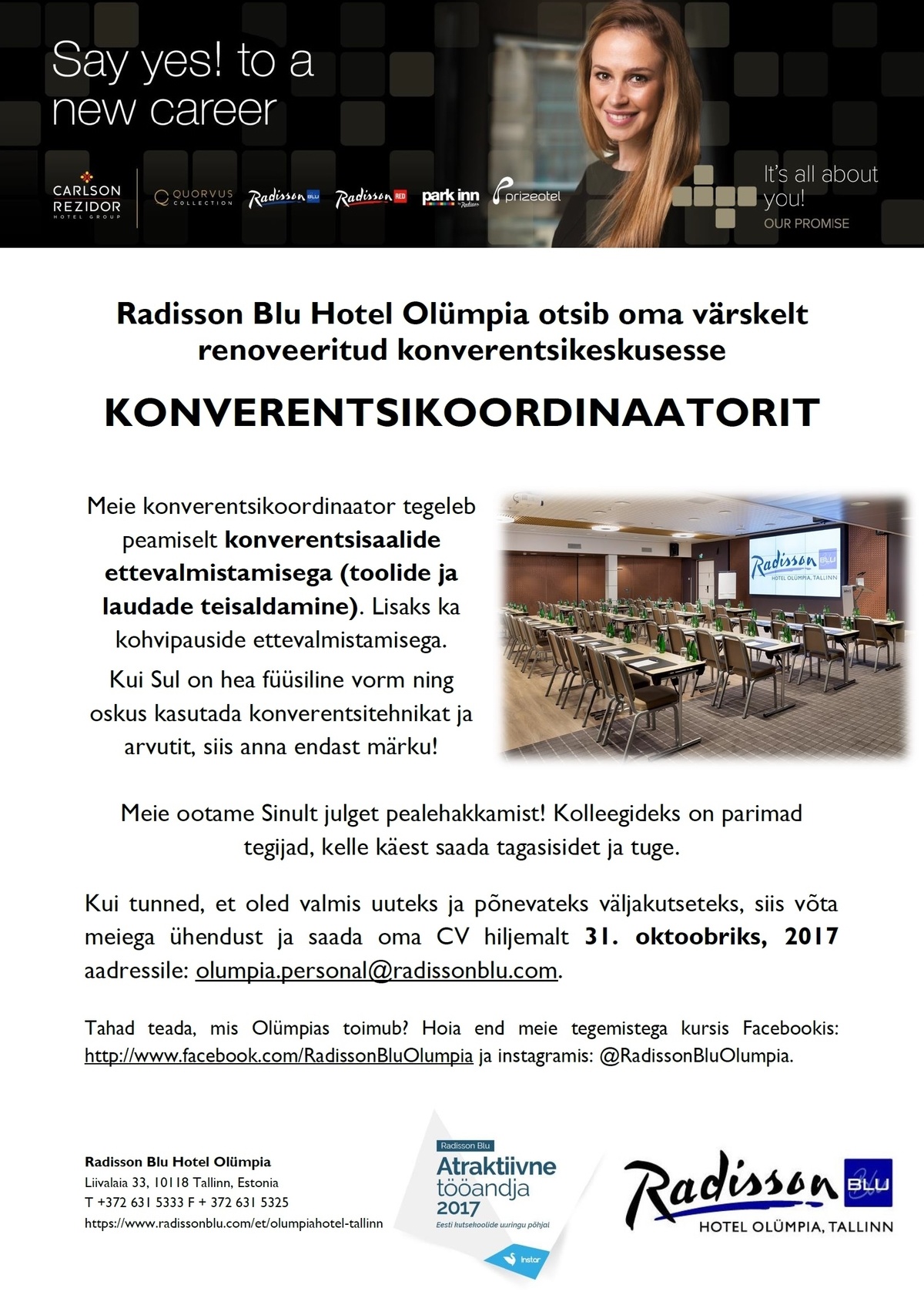 Radisson Blu Hotel Olümpia, Tallinn Konverentsikoordinaator