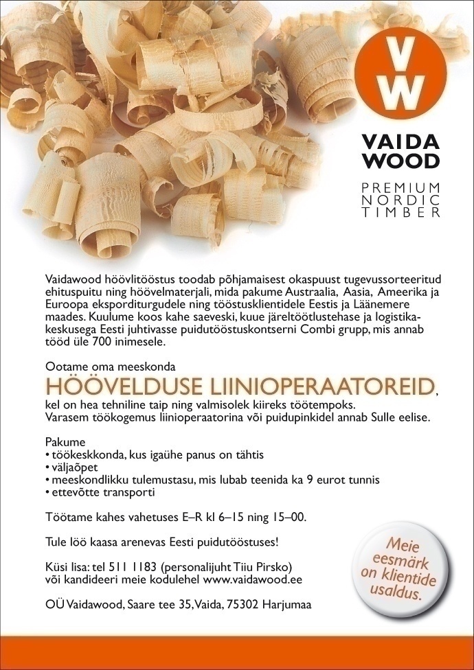 Vaidawood OÜ Höövelduse liinioperaator