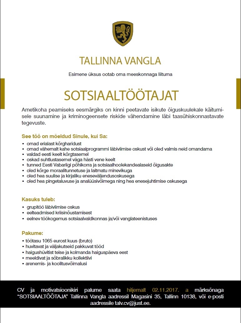 Tallinna Vangla Sotsiaaltöötaja
