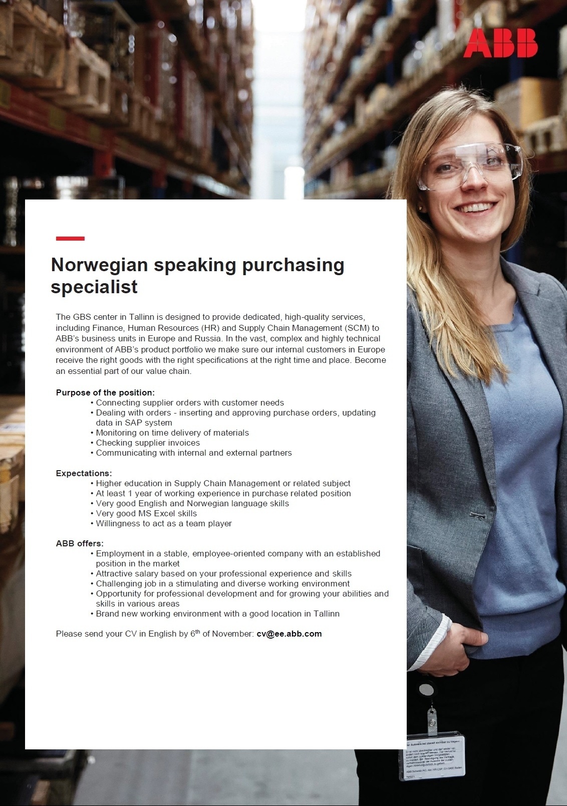ABB AS Norwegian speaking purchasing specialist