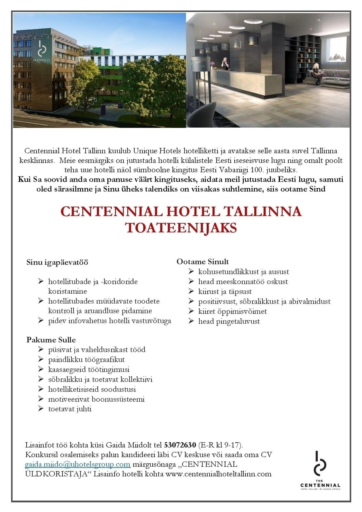 Centennial Hospitality OÜ Toateenija