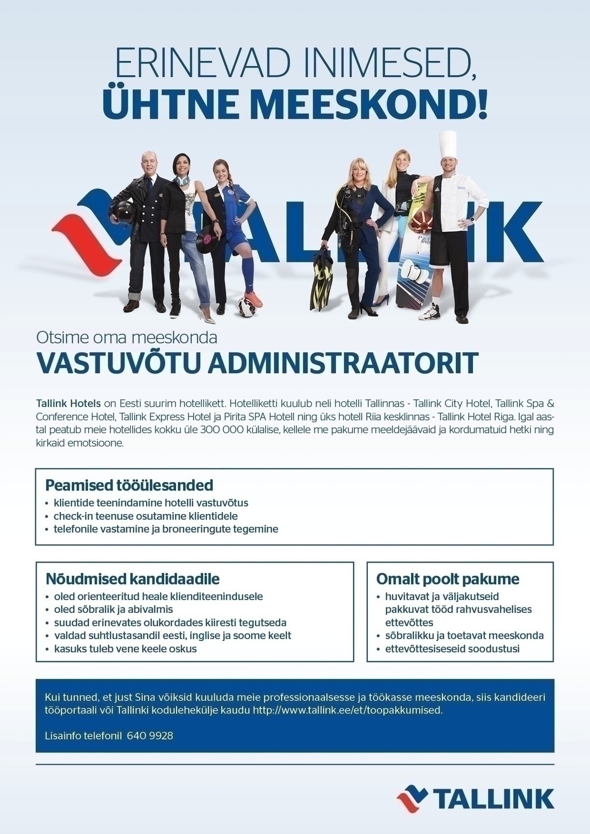 Tallink Grupp AS Vastuvõtu administraator osalise koormusega (Tallink City Hotel) 
