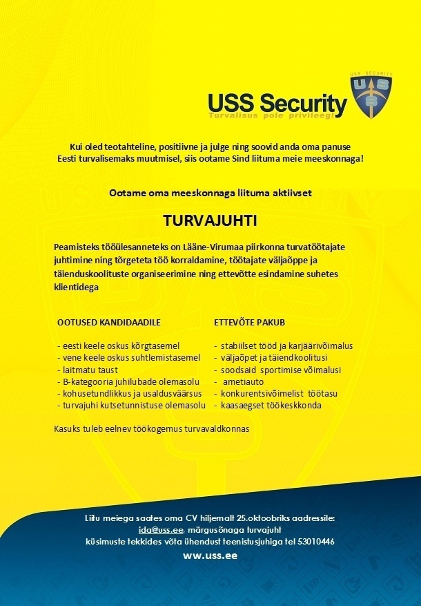 USS SECURITY EESTI AS Turvajuht