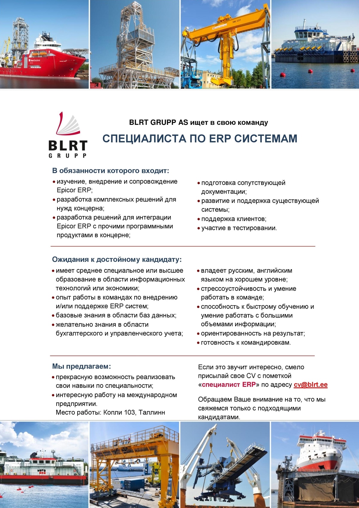 BLRT GRUPP AS Специалист по ERP системам