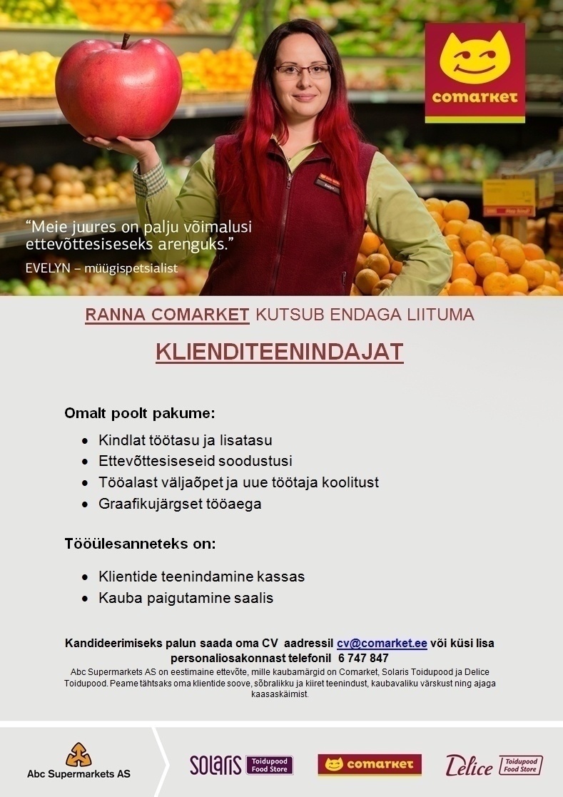 Abc Supermarkets AS Klienditeenindajaks Ranna Comarketisse