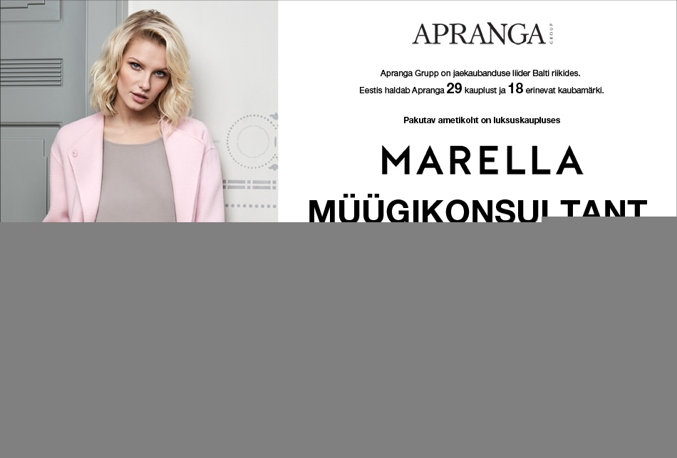 Apranga Estonia OÜ Stiilse MARELLA kaupluse müügikonsultant