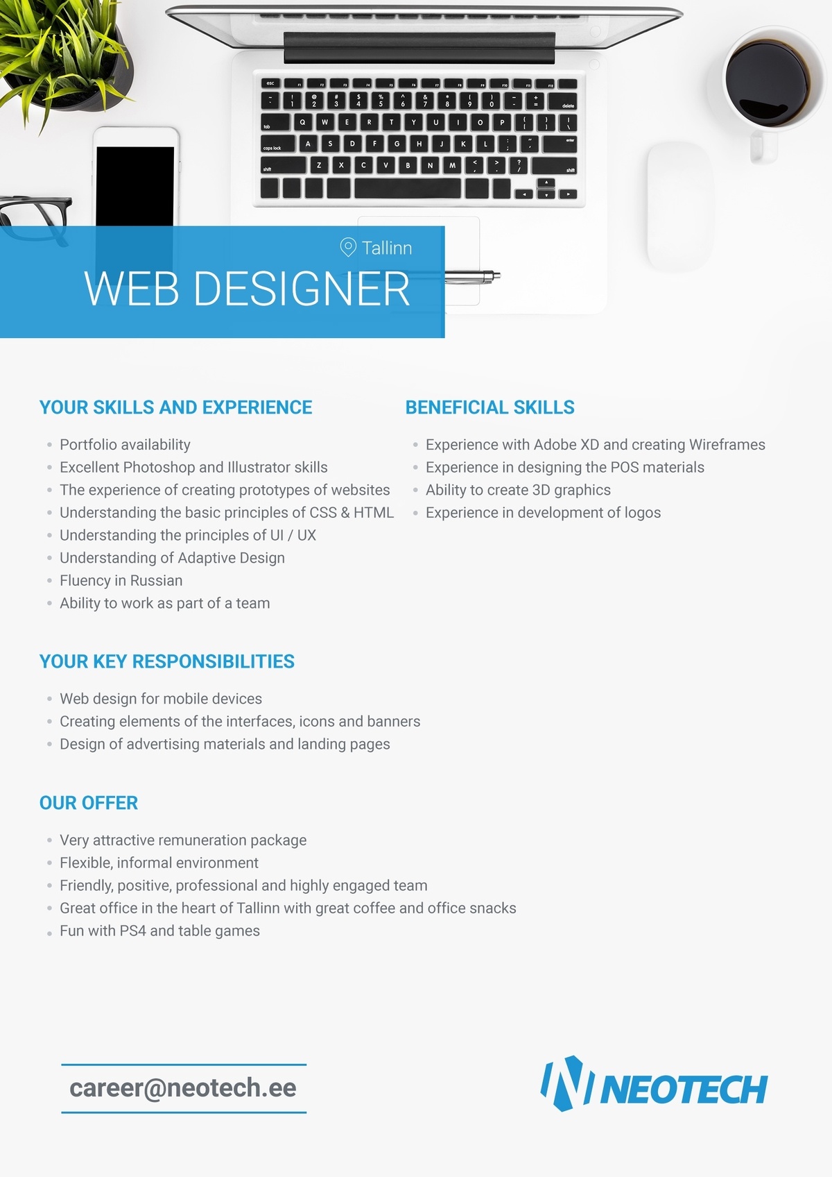 NEOTECH DEVELOPMENT OÜ Web Designer