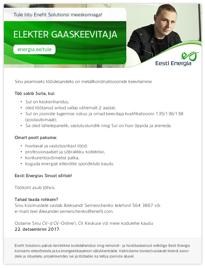 Eesti Energia AS ELEKTER GAASKEEVITAJA