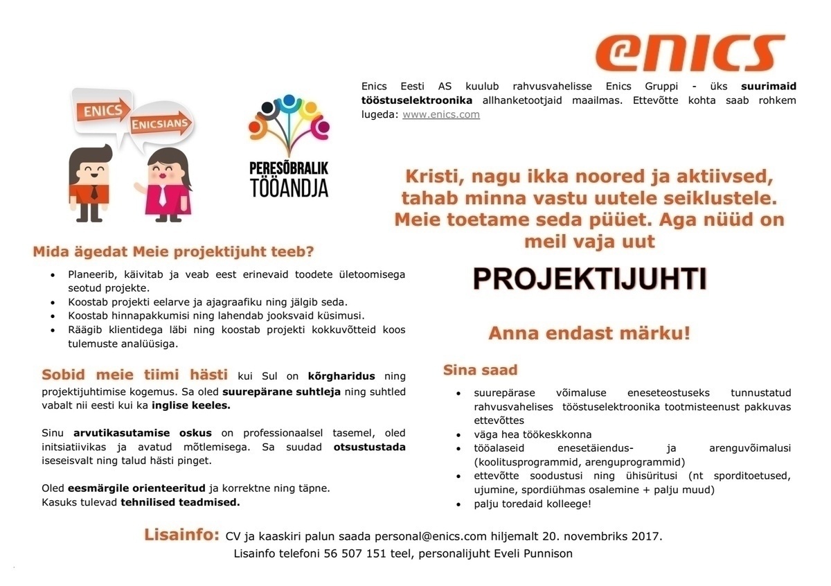 Enics Eesti AS Projektijuht