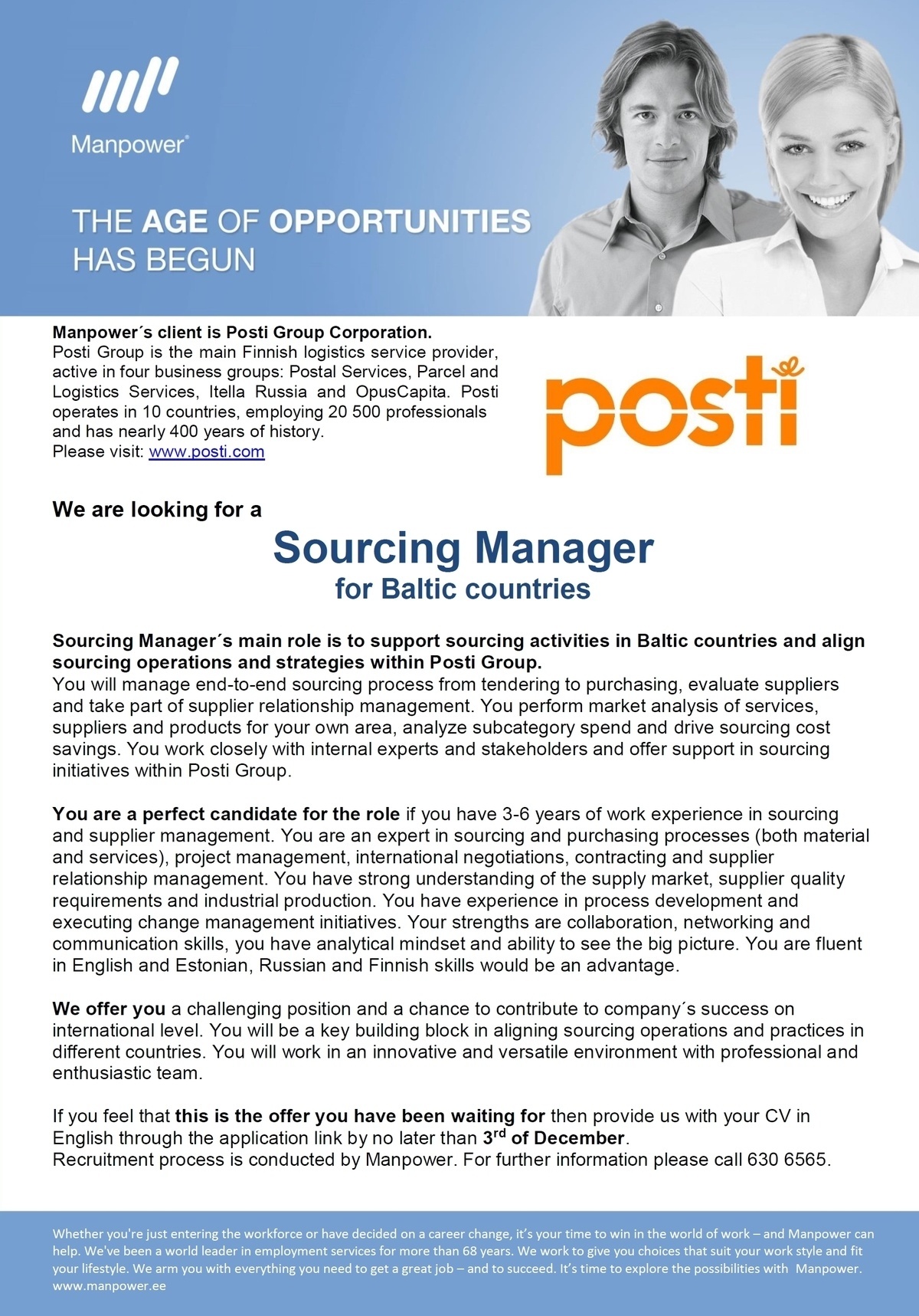 Manpower OÜ SOURCING MANAGER