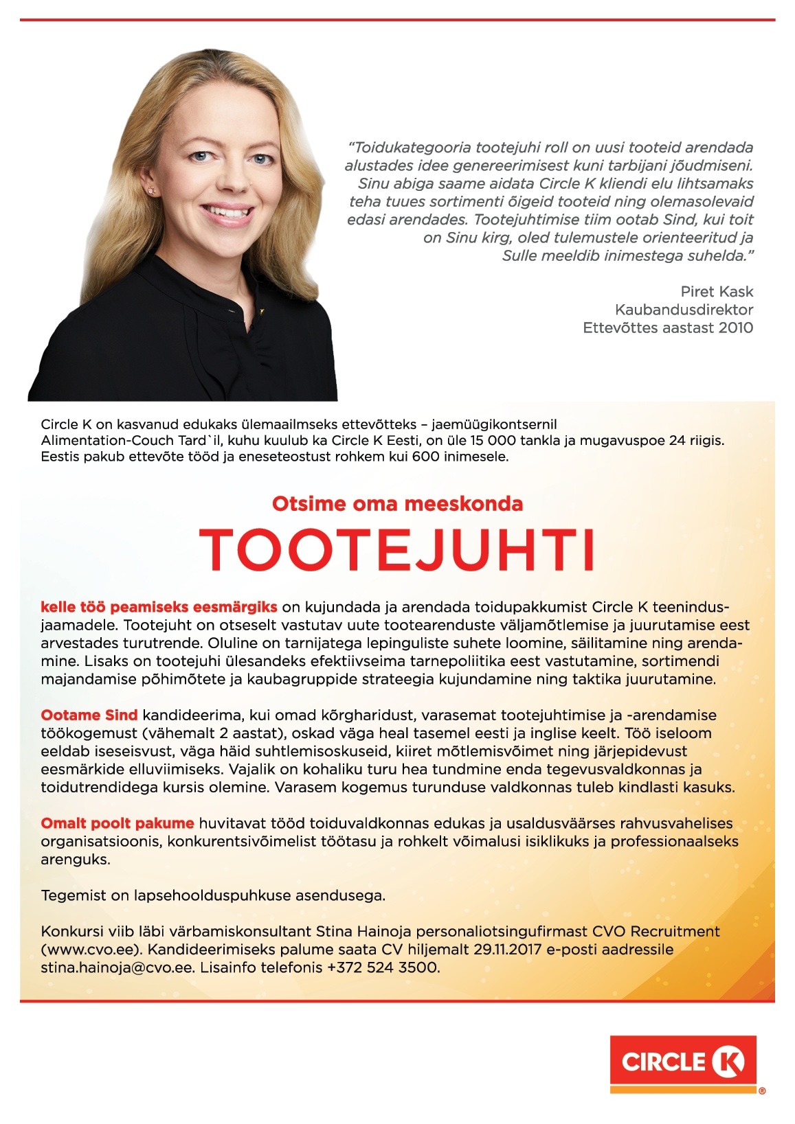 Recruitment Estonia OÜ Tootejuht
