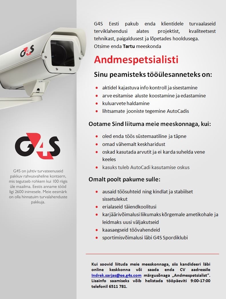 AS G4S Eesti Andmespetsialist