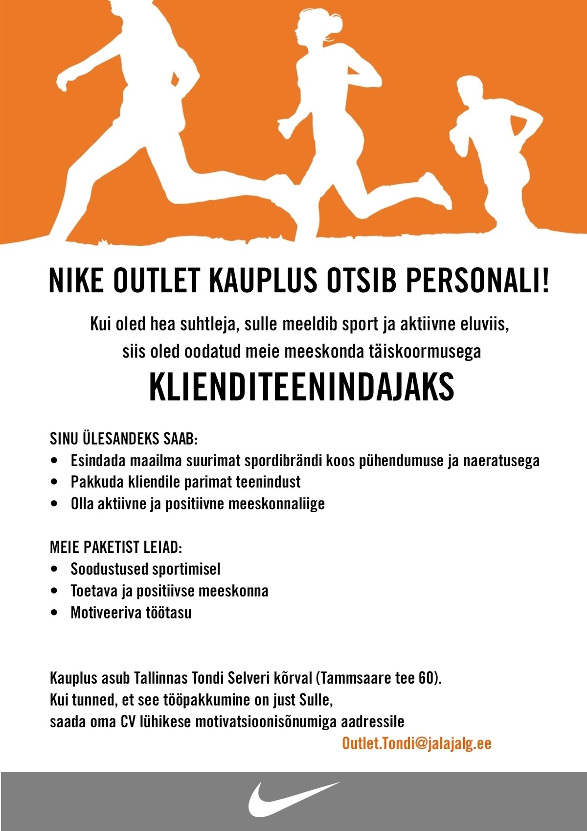 JALAJÄLG AS Klienditeenindaja Nike Outlet