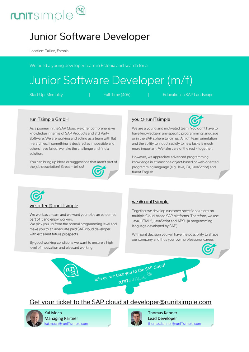 runITsimple GmbH Junior Software Developer (m/f)