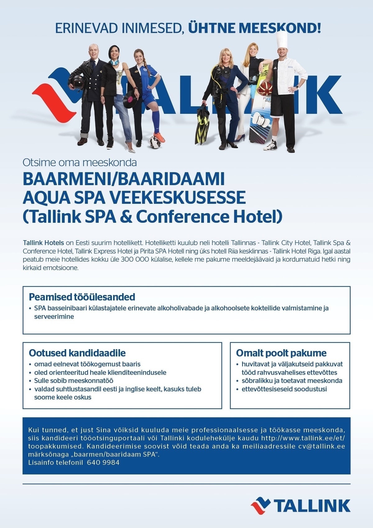 Tallink Grupp AS Baarmen/baaridaam Aqua SPA veekeskusesse (Tallink SPA & Conference Hotel)