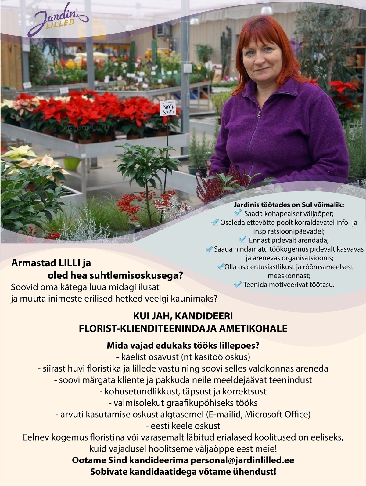 Jardin OÜ Florist-klienditeenindaja (Arsenal ja Viimsi keskusesse)