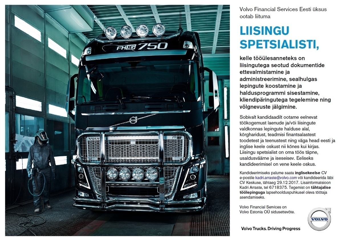 Volvo Estonia OÜ Liisingu spetsialist
