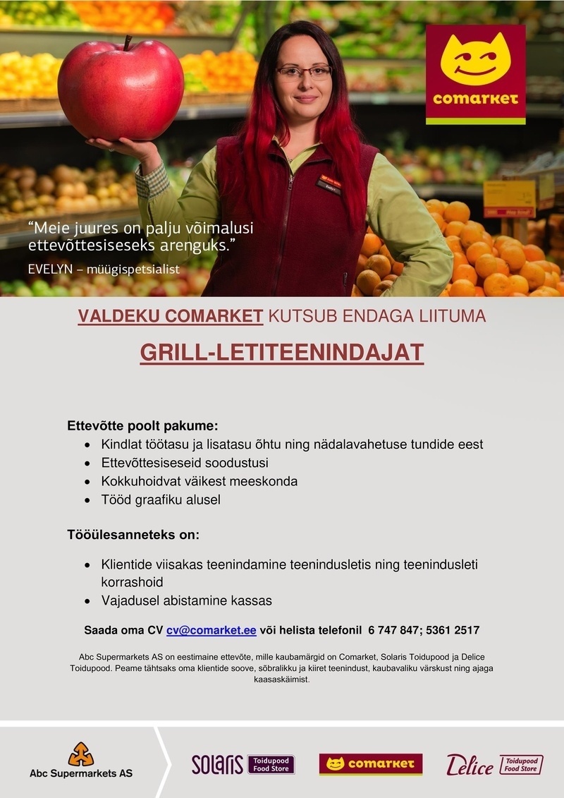 Abc Supermarkets AS GRILL-LETITEENINDAJA Valdeku Comarketisse