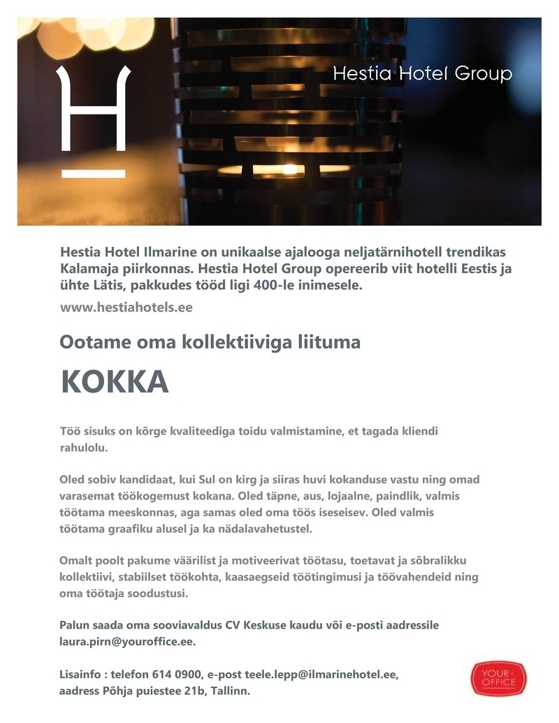Hestia Hotel Ilmarine Kokk (Hestia Hotel Ilmarine)