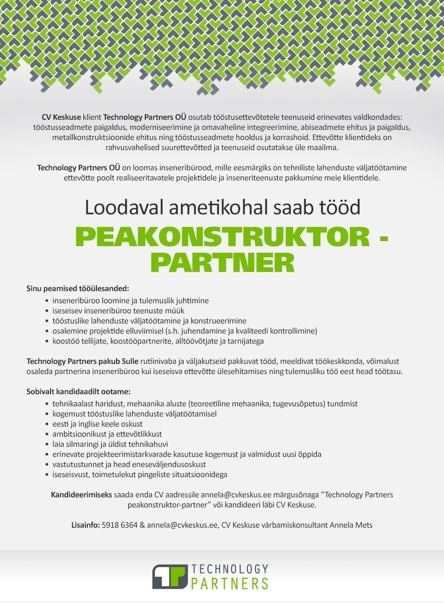CV KESKUS OÜ Peakonstruktor (Technology Partners OÜ)