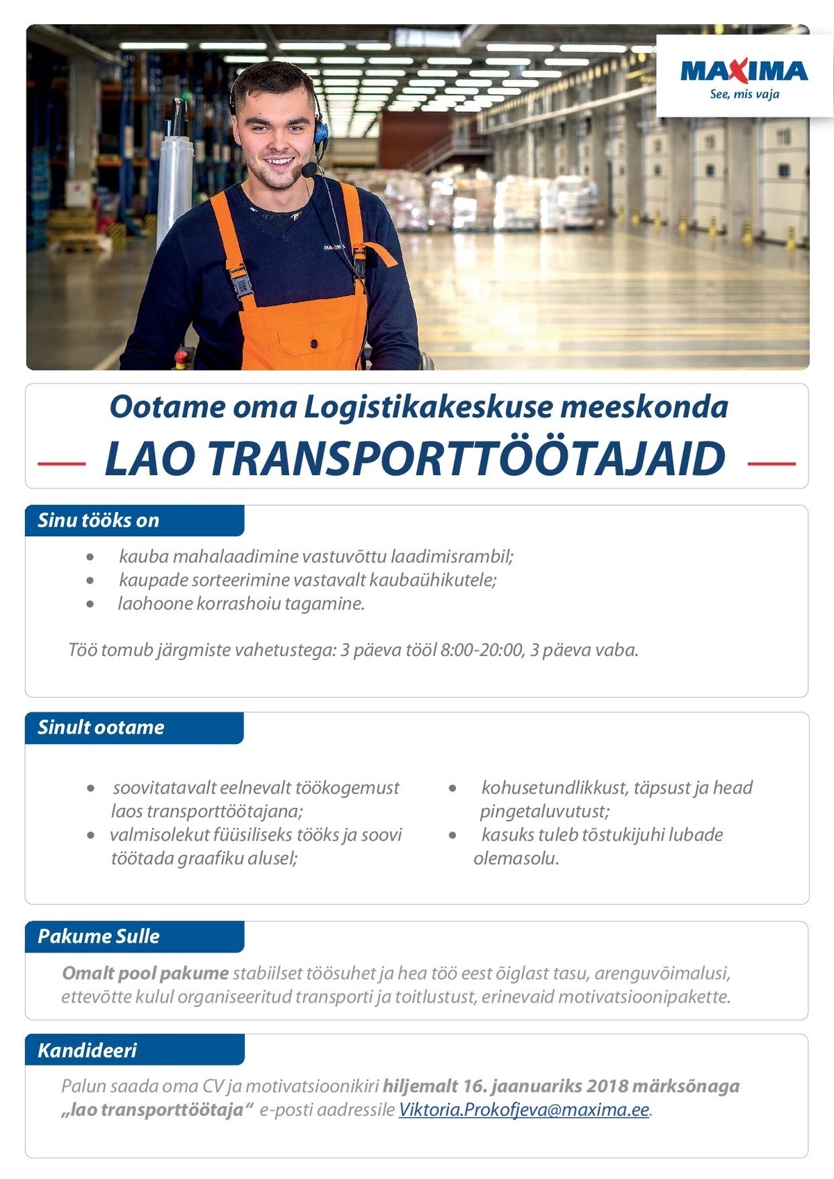 Maxima Eesti OÜ Lao transporttöötajad Maxima Logistikakeskuses