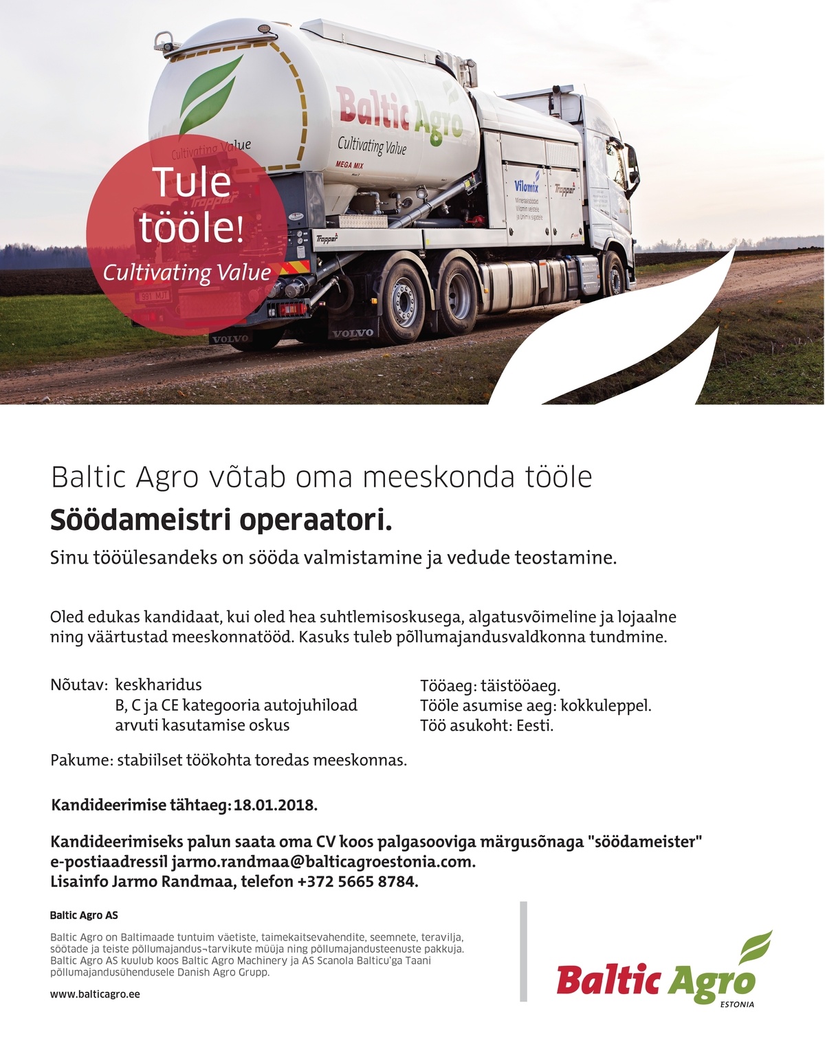 Baltic Agro AS Söödameistri operaator