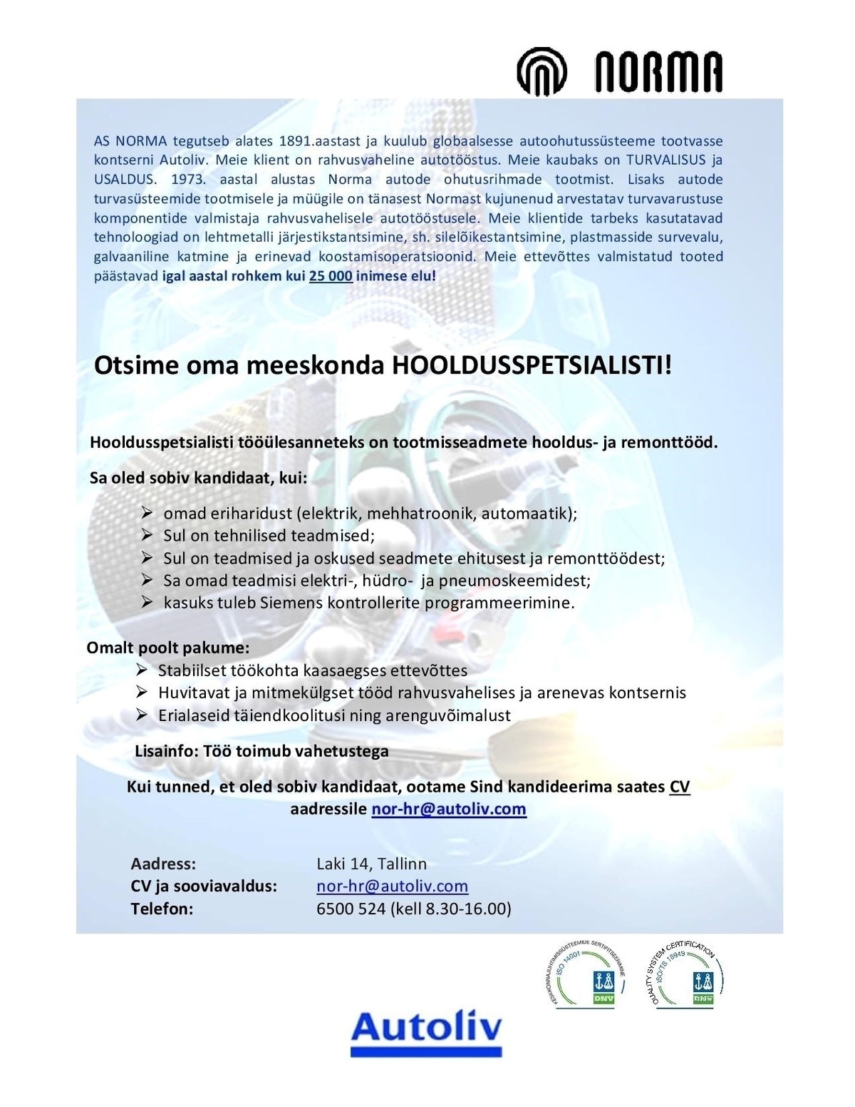 Norma AS Hooldusspetsialist