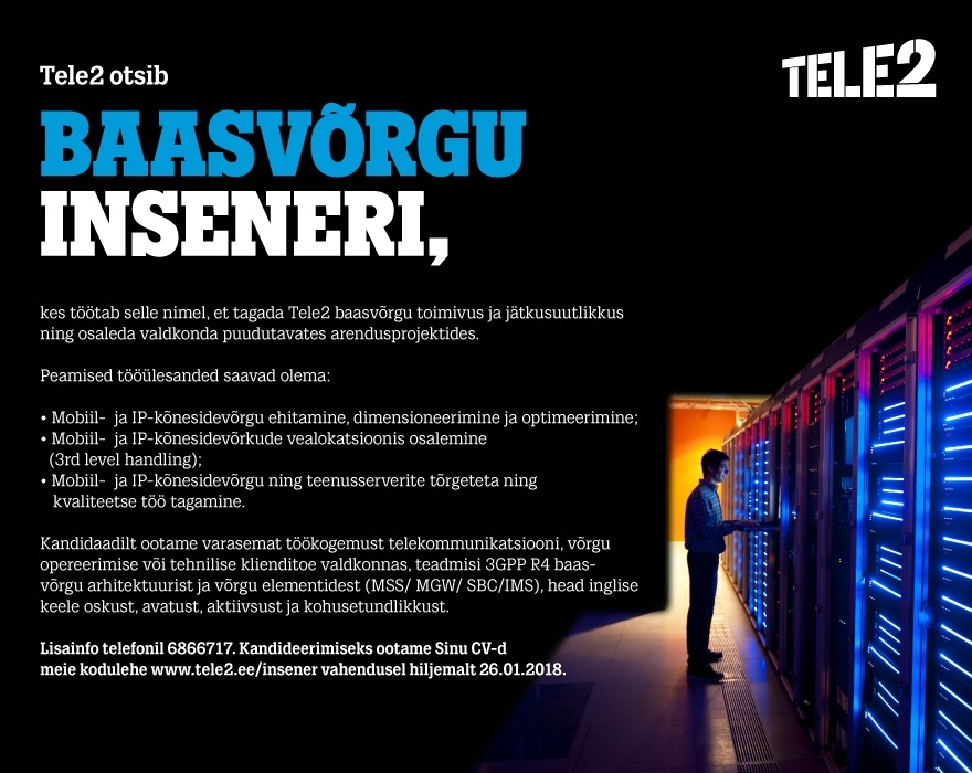 Tele2 Eesti AS Baasvõrgu insener