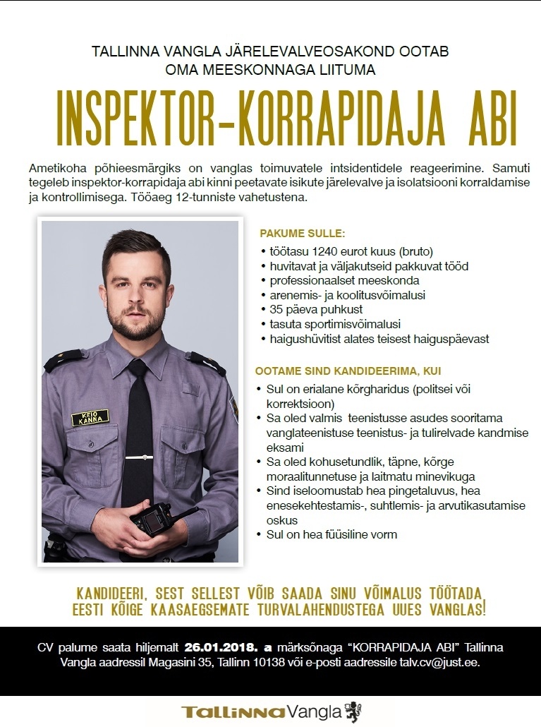 Tallinna Vangla Inspektor-korrapidaja abi