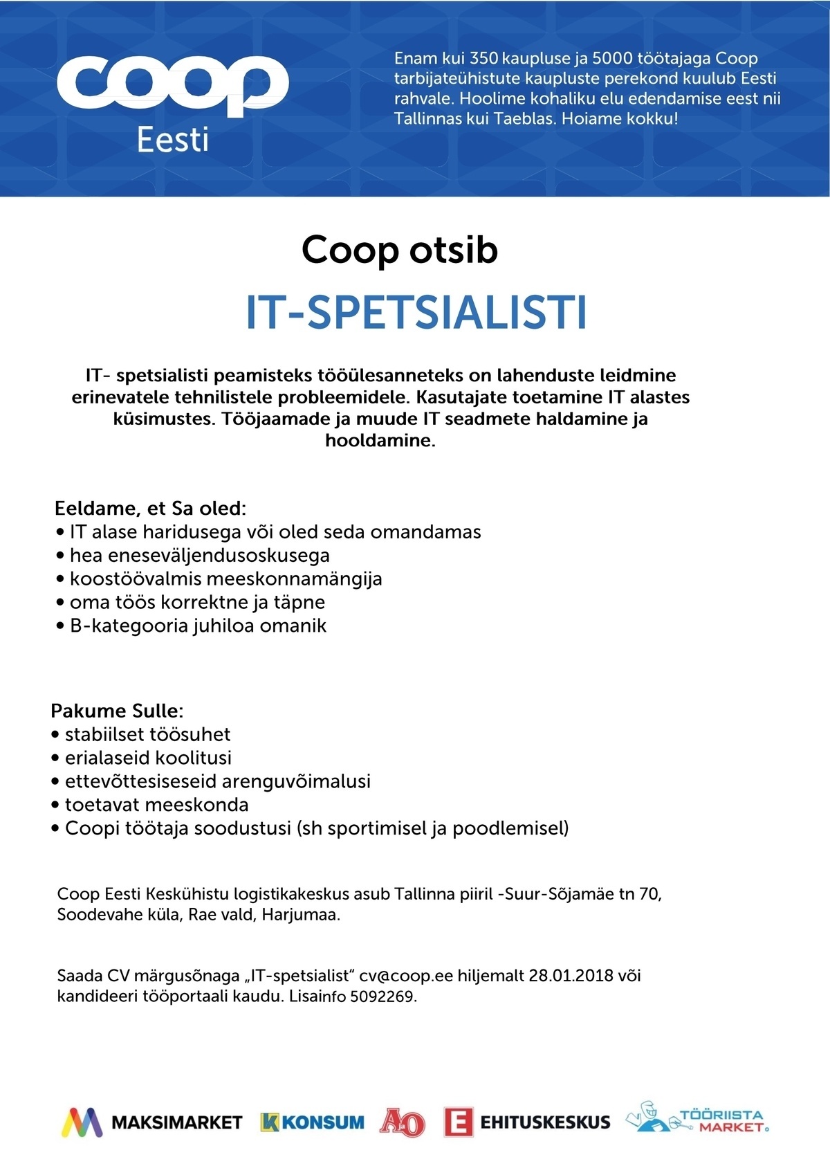 Coop Eesti Keskühistu IT-spetsialist