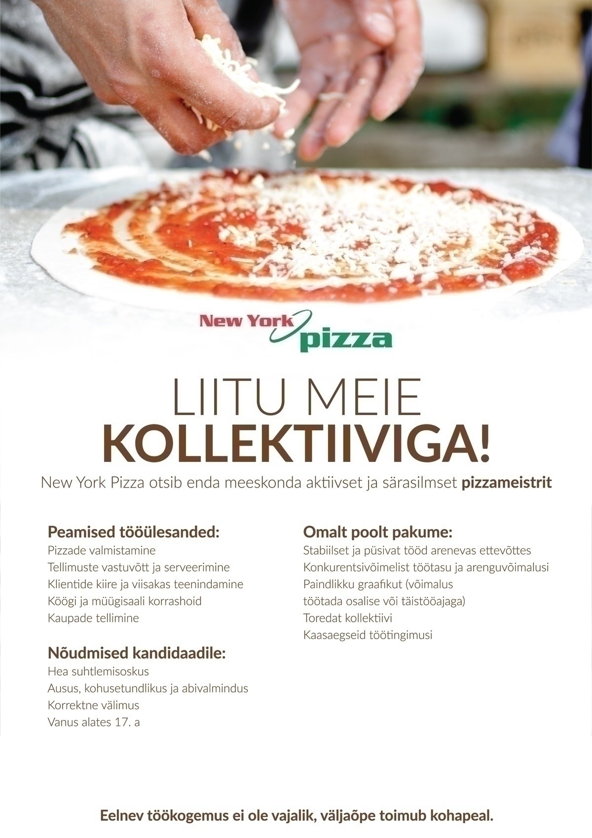 CP Group OÜ Klienditeenindaja-Pizzameister (Viimsi keskus) 