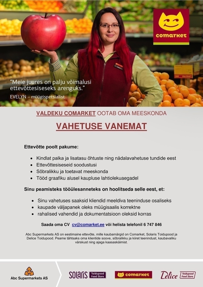 Abc Supermarkets AS VAHETUSEVANEM Valdeku Comarketisse