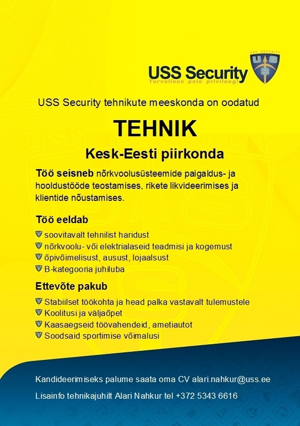 USS SECURITY EESTI AS Tehnik Kesk-Eesti piirkonda