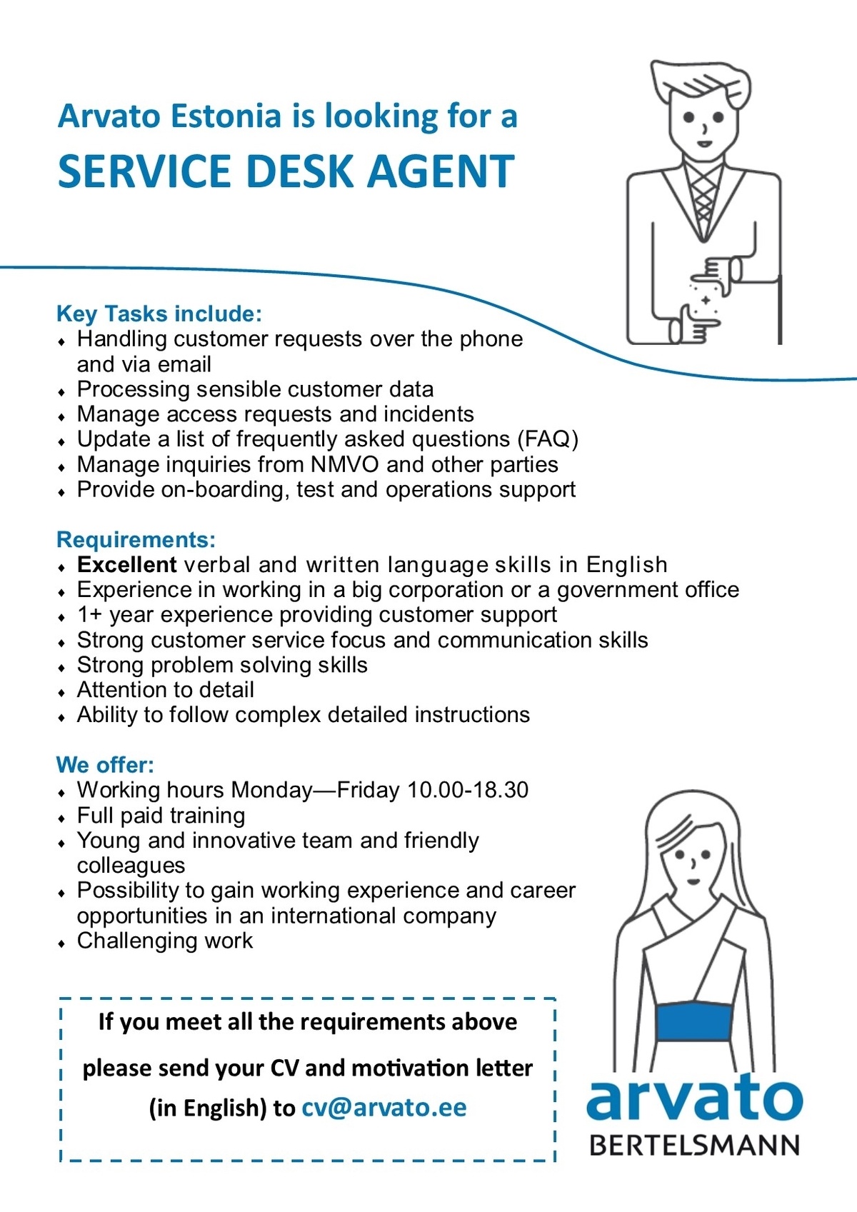 Arvato Services Estonia OÜ Service Desk Agent