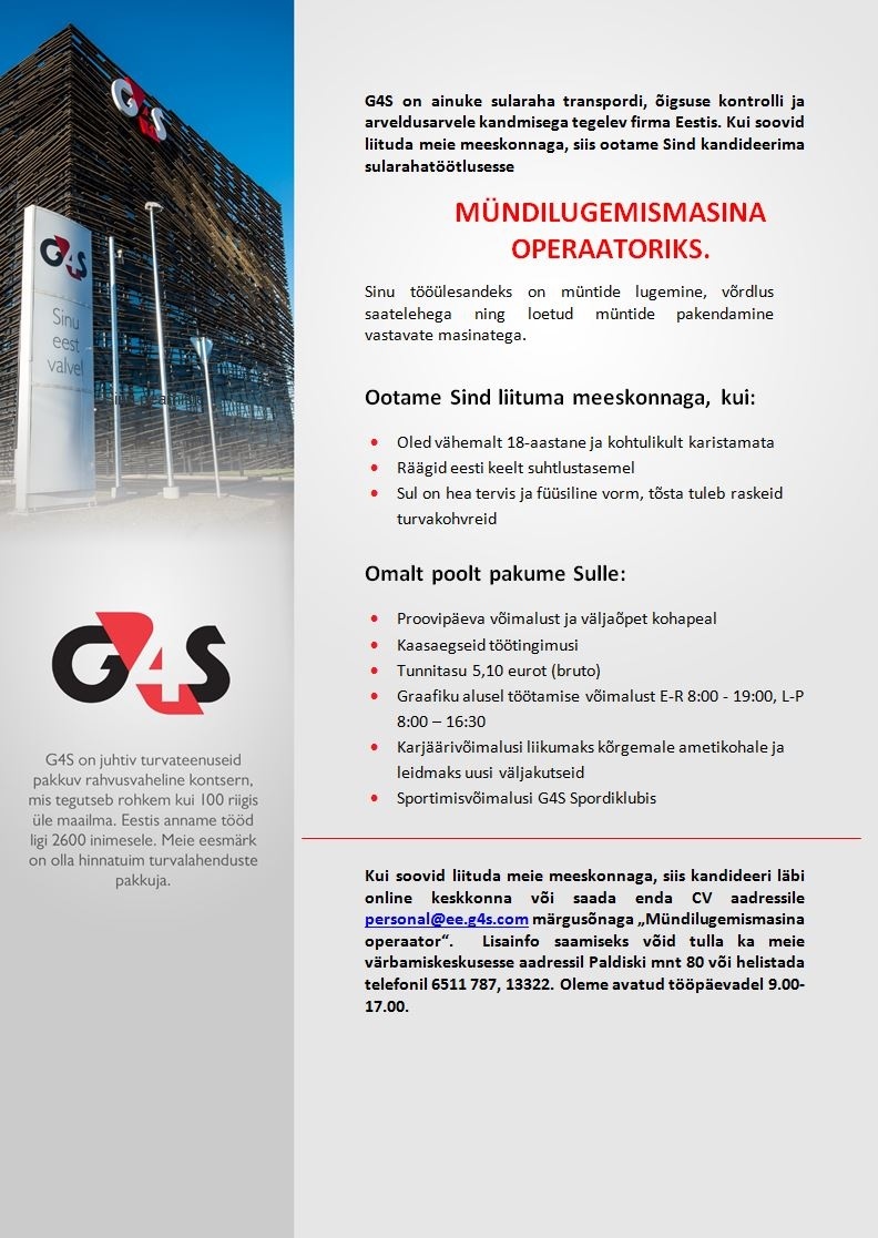 AS G4S Eesti Mündilugemismasina operaator