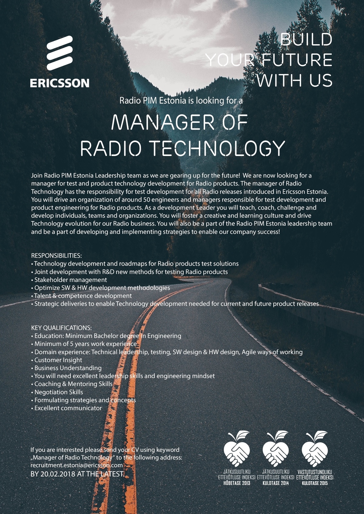 Ericsson Eesti AS Manager of Radio Technology
