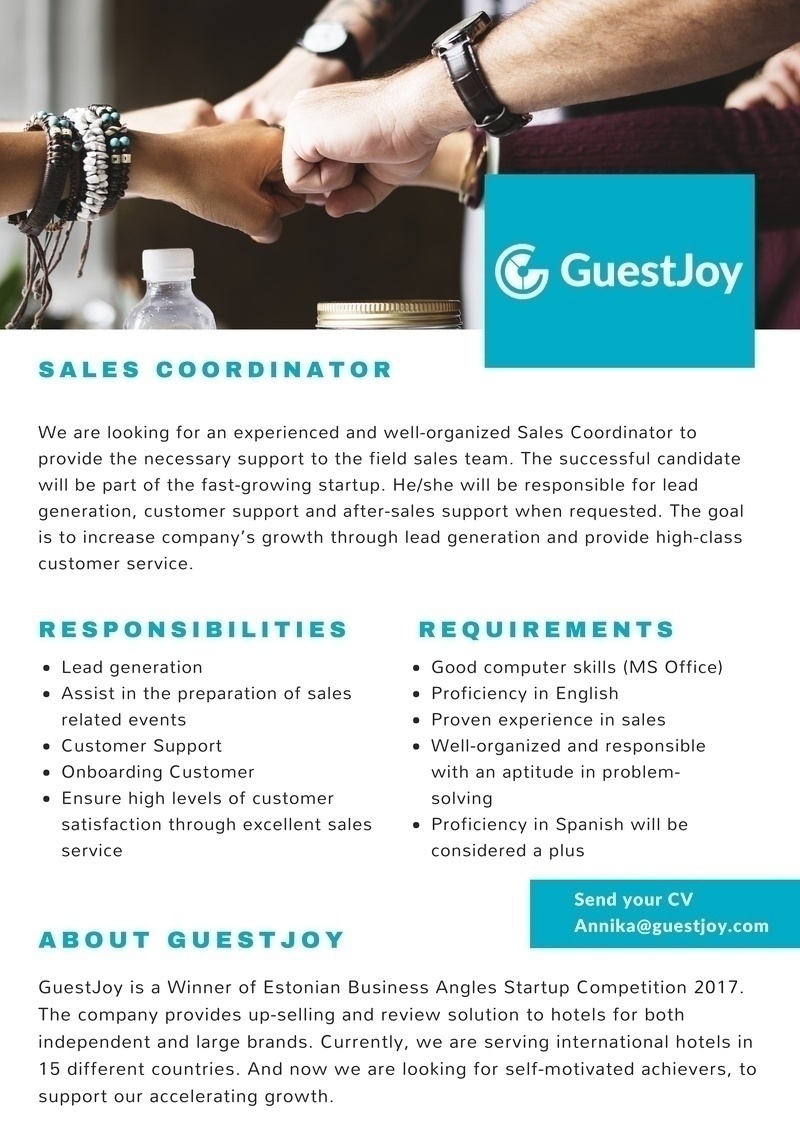 Guestjoy OÜ Sales Coordinator