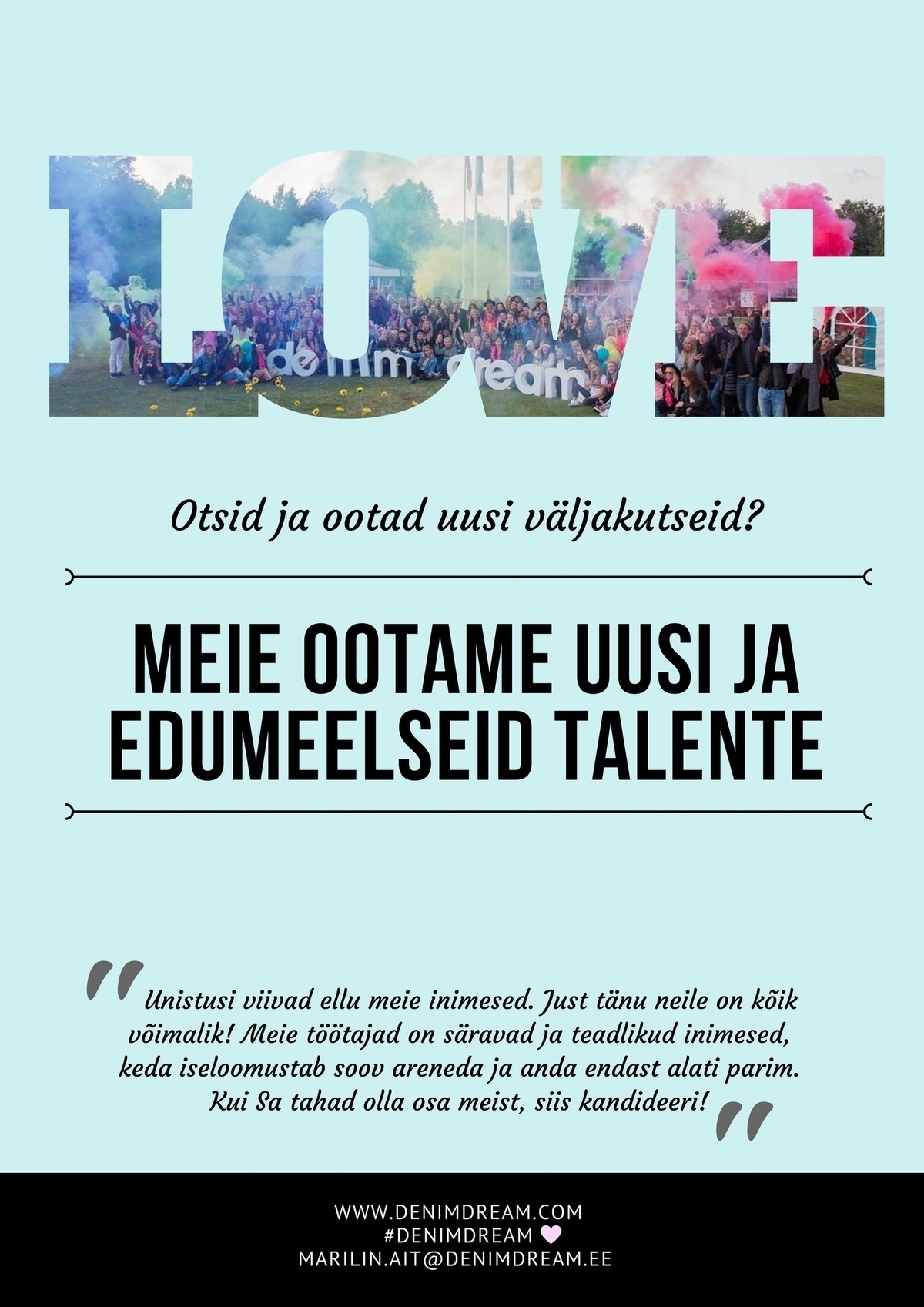 Põldma Kaubanduse AS Tule Denim Dreami MÜÜGIKONSULTANDIKS! (Tallinn)