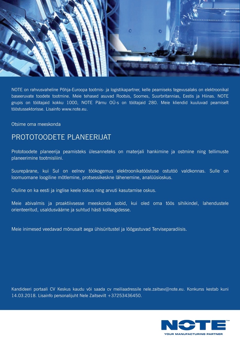 Note Pärnu OÜ Prototoodete planeerija