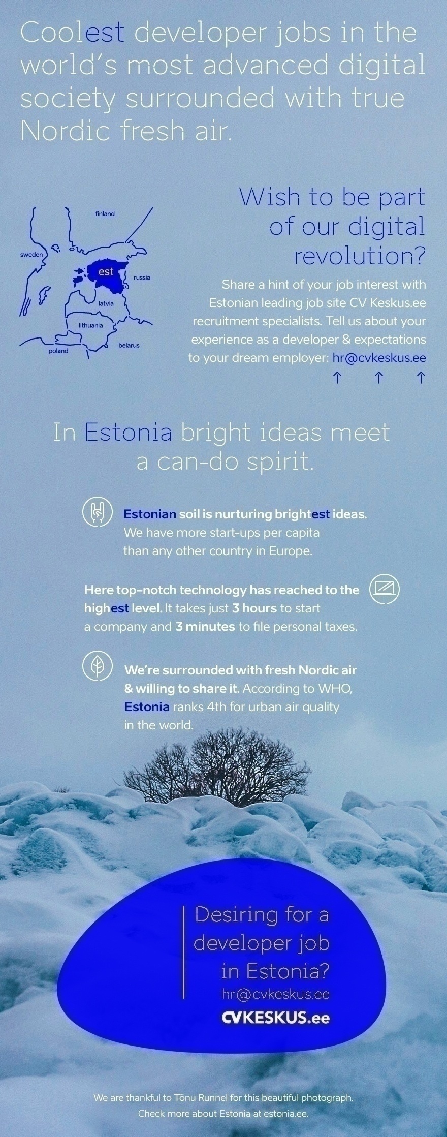 CV KESKUS OÜ Developer, welcome to Estonia!